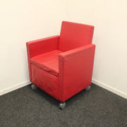 Verrijdbare stoel - Rood - Leer - R&M Kantoor- en Designmeubilair