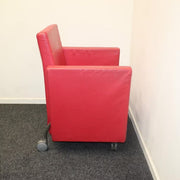 Verrijdbare stoel - Rood - Leer - R&M Kantoor- en Designmeubilair