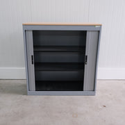 Roldeurkast - Grijs/Beuken - 120x46x122cm (BXDXH) - Geen sleutel - RD89