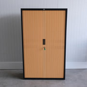 Schaffenburg roldeurkast - lichte schade op deur - Zwart/Oker - 120x45x197cm (BxDxH) - Voorzien van sleutel - RD109