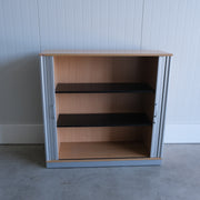 Roldeurkast houten ombouw - Beuken/Grijs - 120x42x116cm (BxDxH) - Geen sleutel - RD124