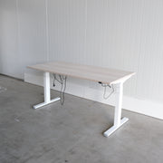 Elektrisch zit-sta bureau - 160x80cm - H63-129cm - Wit onderstel - Licht eiken blad - BR79