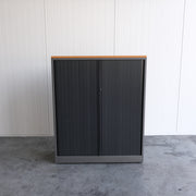 Ahrend roldeurkast - 120x45x145cm (BxDxH) - Grijs/Zwart - Geen sleutel - RD127