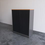 Ahrend roldeurkast - 120x45x145cm (BxDxH) - Grijs/Zwart - Geen sleutel - RD127