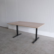 Restpartij - Vergadertafel - 160x100cm - Midden eiken blad - Zwart onderstel - Inbus instelbaar