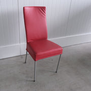 Vergaderstoel - Eetkamerstoel - Rood leder - 4-poots onderstel
