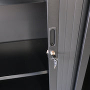 Roldeurkast - Zwart - 120x43x198cm (BxDxH) - Restpartij (NIEUW) - Met sleutel - RD157