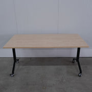Verrijdbare klaptafel - 160x80cm - Ahorn blad - Zwart onderstel - BR104