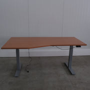 Mibra elektrisch zit-sta bureau - 180x98/80cm - H65-130cm - Kersen - Grijs onderstel - BR105