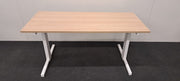 Knop instelbaar bureau - 160x70cm - H64-84cm -  Eiken blad - Wit onderstel - BR112