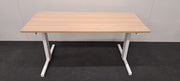Knop instelbaar bureau - 160 x 70 cm - H64/86 - Eiken blad - Wit onderstel - BR106