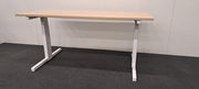 Knop instelbaar bureau - 160x70cm - H64-84cm -  Eiken blad - Wit onderstel - BR112