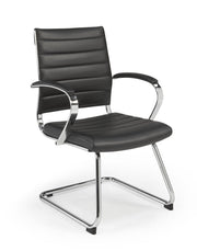 RM-Line Designstoel 602 - Zwart Kunstleder bekleding - Chroom sledeframe