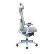 RM-Line Kyra bureaustoel - Hoofdsteun - Grijze stoffering - Blauw frame NEN-EN 1335
