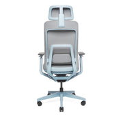 RM-Line Kyra bureaustoel - Hoofdsteun - Grijze stoffering - Blauw frame NEN-EN 1335