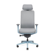 RM-Line Kyra bureaustoel - Hoofdsteun - Grijze stoffering - Blauw frame NEN-EN 1335