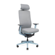 RM-Line Kyra bureaustoel - Hoofdsteun - Grijze stoffering - Blauw frame NEN-EN 1335