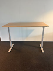 Zit-sta slinger verstelbaar bureau - 160x80cm - H70-118cm - Licht eiken blad - Aluminium onderstel - BR111