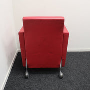 Verrijdbare design stoel - Rood - Leer - R&M Kantoor- en Designmeubilair