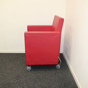Verrijdbare design stoel - Rood - Leer - R&M Kantoor- en Designmeubilair